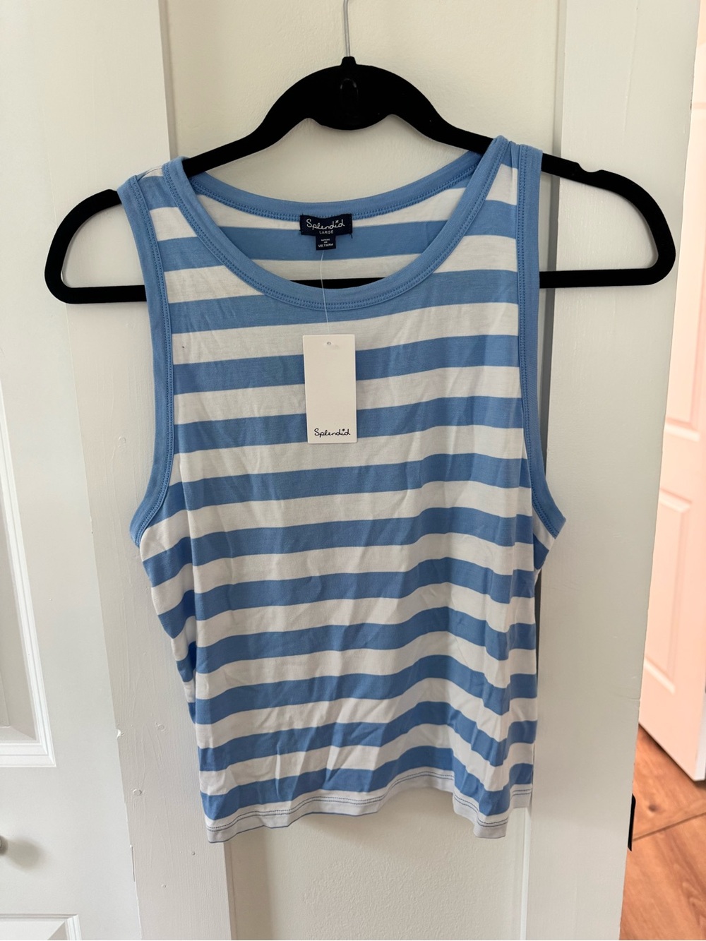 Splendid Light Blue and White Striped Tank